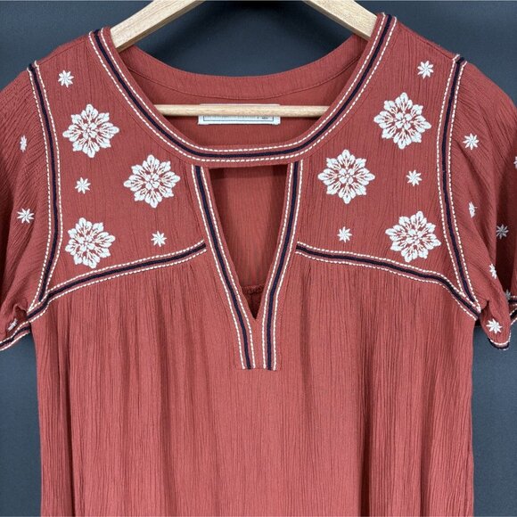 Abercrombie & Fitch Women's Floral Embroidered Shift Dress Size S Rust Orange - Picture 3 of 10